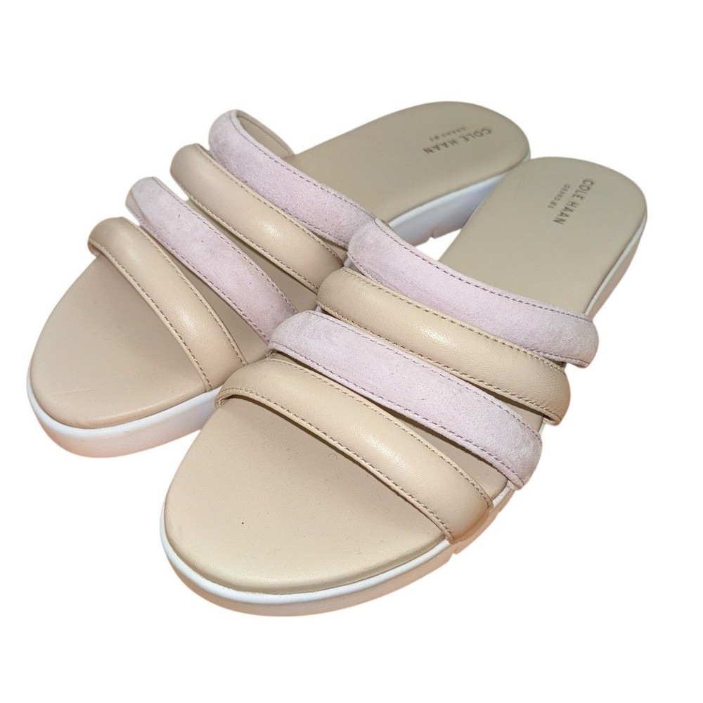 Cole‎ Haan Slide Sandals Womens 9.5B Pre-Owned Sandals Beige Pink Leather W14673
